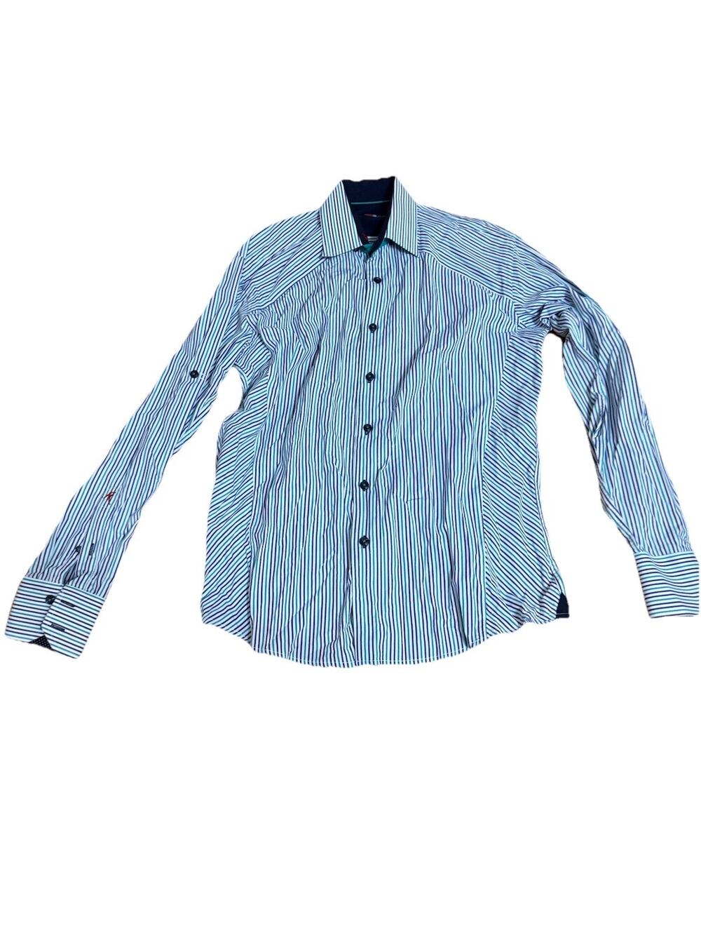 ABSOLUTE REBELLION Men’s Striped Button Down Shirt Medium